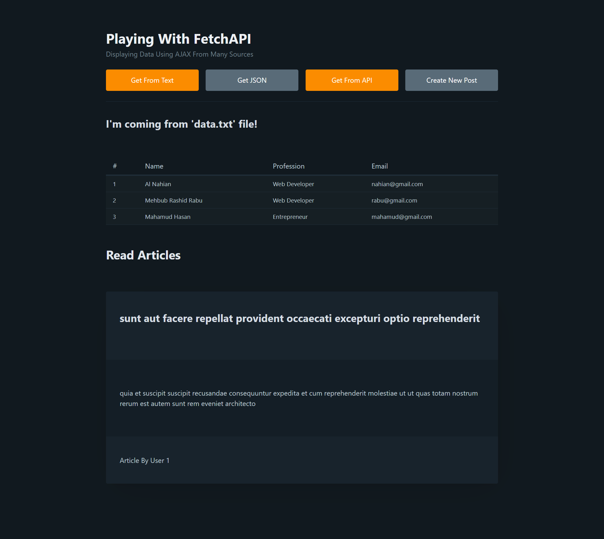 Playing With Fetch API